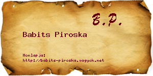 Babits Piroska névjegykártya